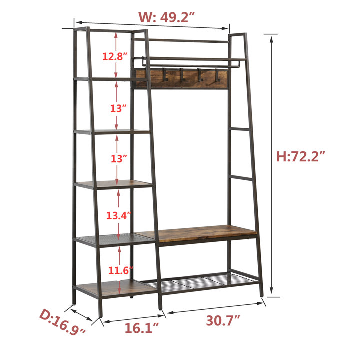 17 Stories Bathild Hall Tree 49.2'' Wide with Bench and Shoe Storage